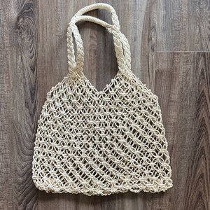 Elegant Cream Woven Tote Bag